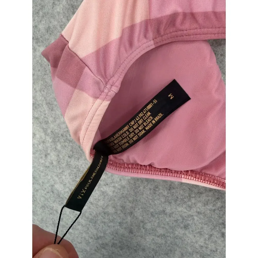 NWT ViX Paula Hermanny Pink Evie Duchese Beads Luli Bikini Top Size MEDIUM